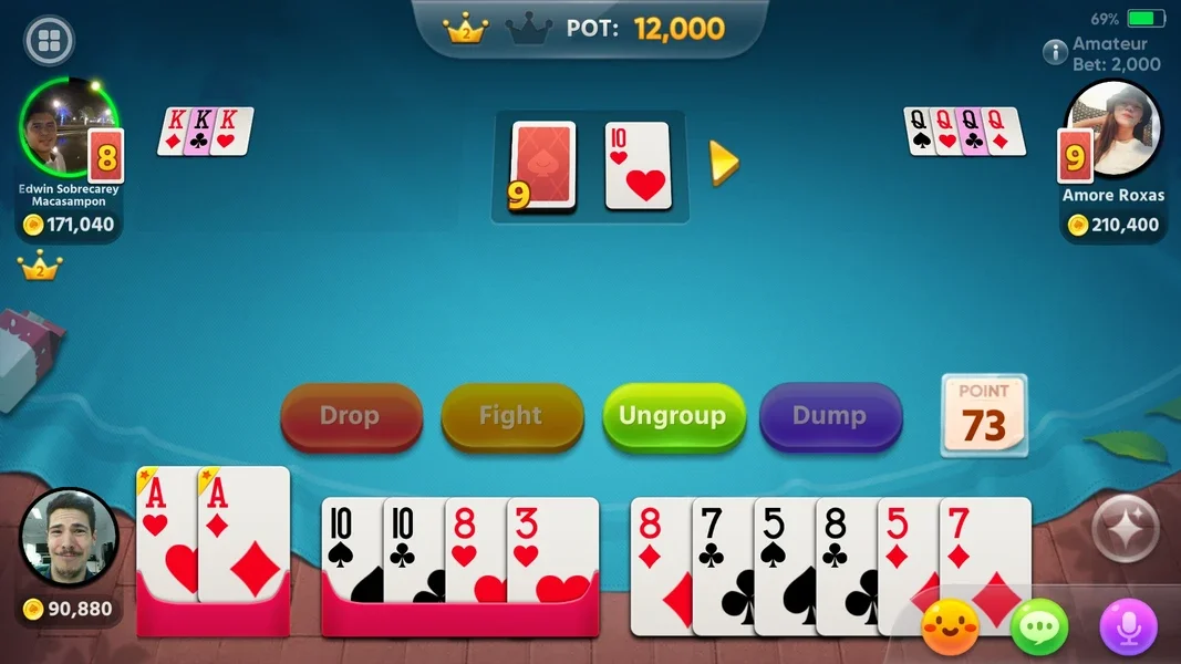Traditional Philippine Tongits 12-Card Hand and Melding Layout